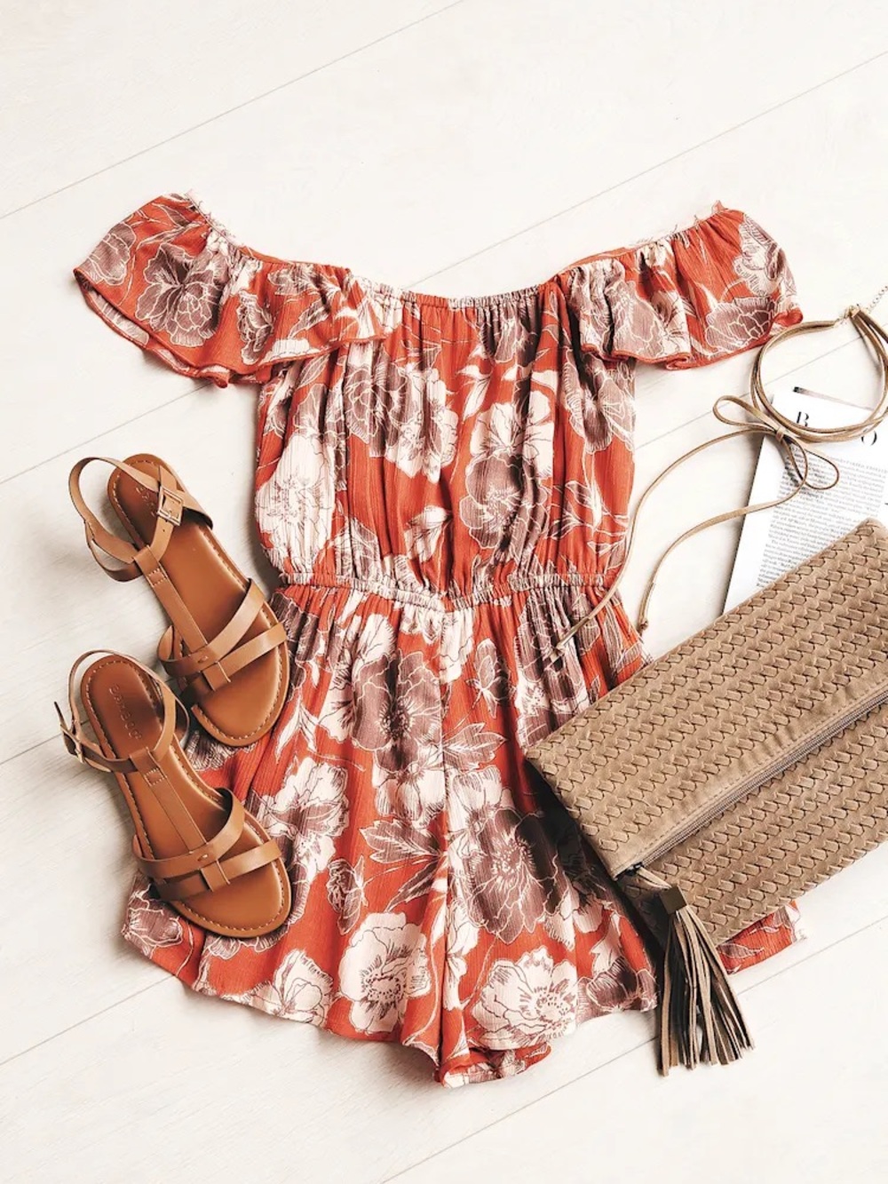 Amuse Society Kiss & Tell Coral Red Floral Print Romper